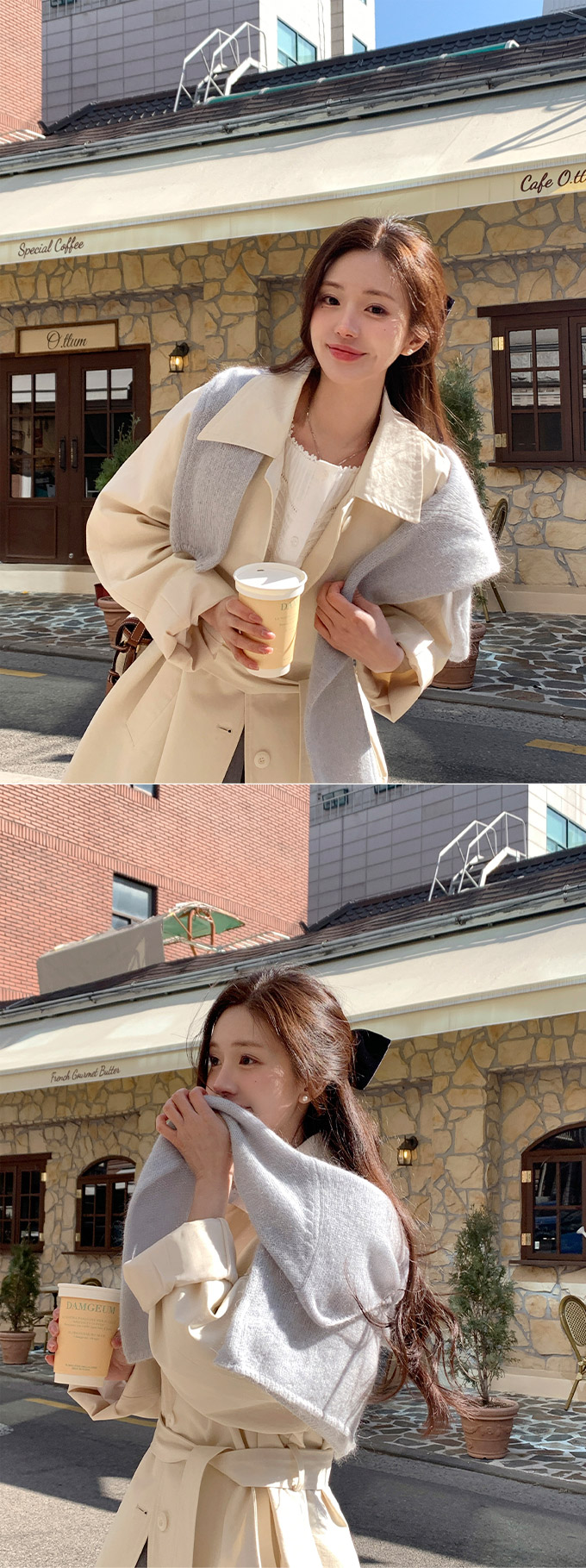 (브랜드공정/투웨이/컬러예술♥)🚚당일발송 주문폭주  로뉴엣 카라 싱글 스트랩 하프 트렌치 나들이룩 벨트 코트 ct1661 상세 이미지 9