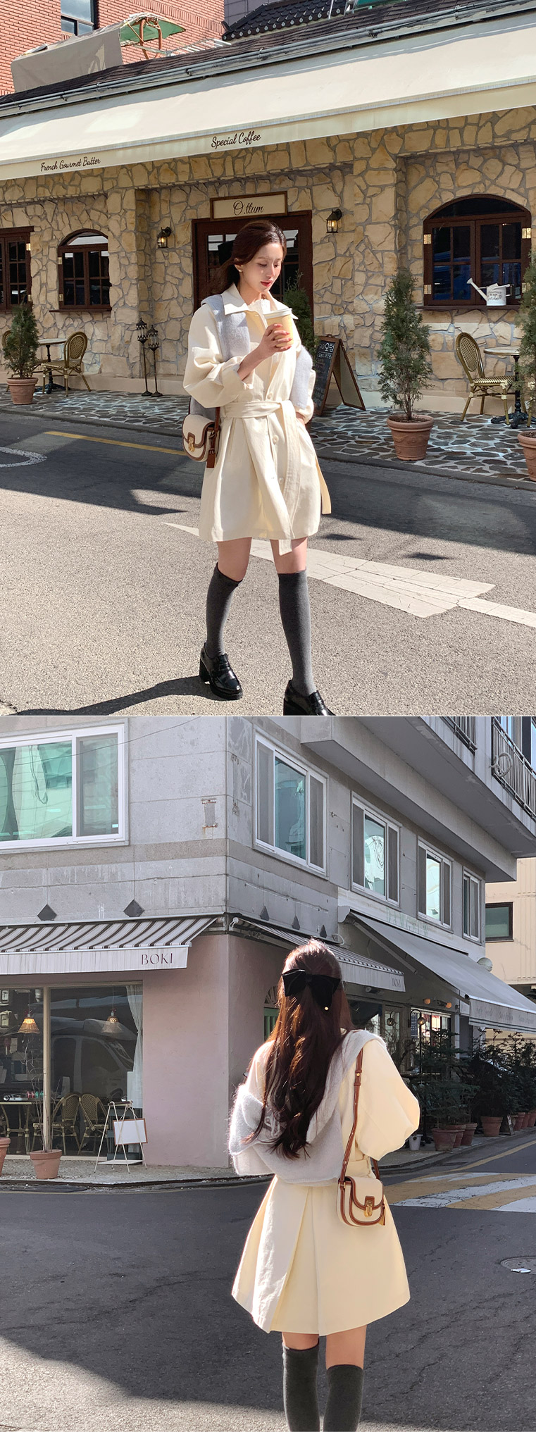 (브랜드공정/투웨이/컬러예술♥)🚚당일발송 주문폭주  로뉴엣 카라 싱글 스트랩 하프 트렌치 나들이룩 벨트 코트 ct1661 상세 이미지 10