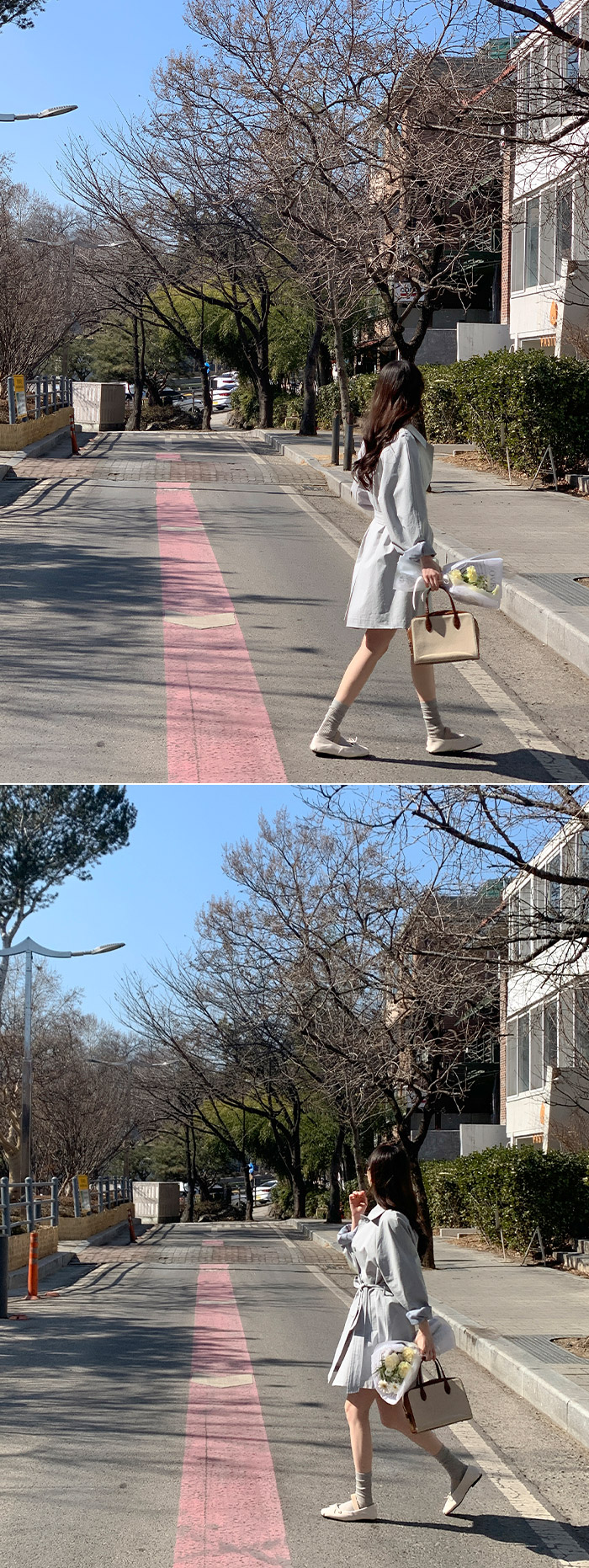 (브랜드공정/투웨이/컬러예술♥)🚚당일발송 주문폭주  로뉴엣 카라 싱글 스트랩 하프 트렌치 나들이룩 벨트 코트 ct1661 상세 이미지 40