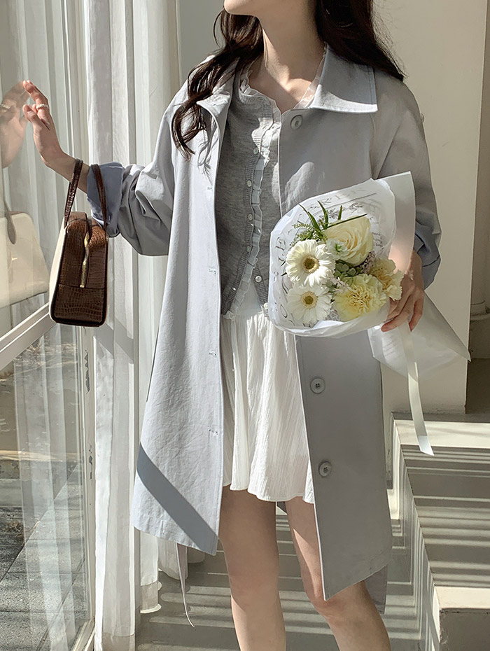 (브랜드공정/투웨이/컬러예술♥)🚚당일발송 주문폭주  로뉴엣 카라 싱글 스트랩 하프 트렌치 나들이룩 벨트 코트 ct1661 상세 이미지 41