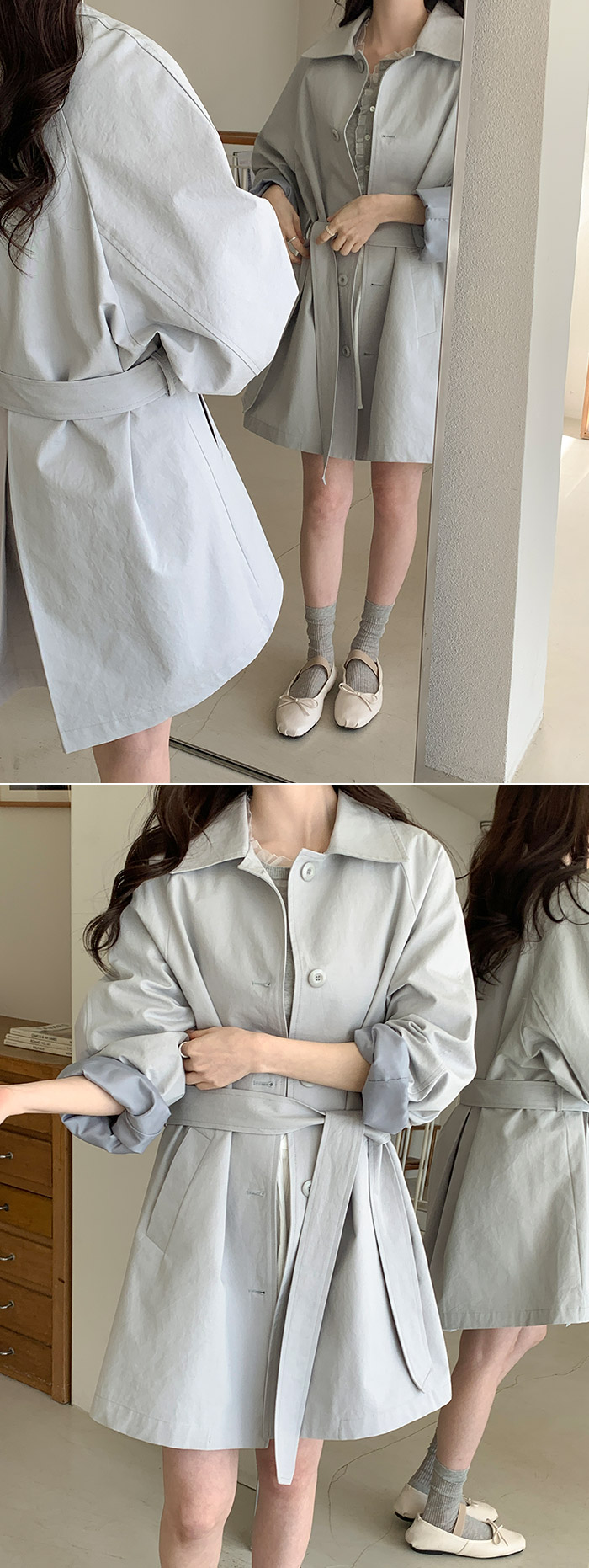 (브랜드공정/투웨이/컬러예술♥)🚚당일발송 주문폭주  로뉴엣 카라 싱글 스트랩 하프 트렌치 나들이룩 벨트 코트 ct1661 상세 이미지 47