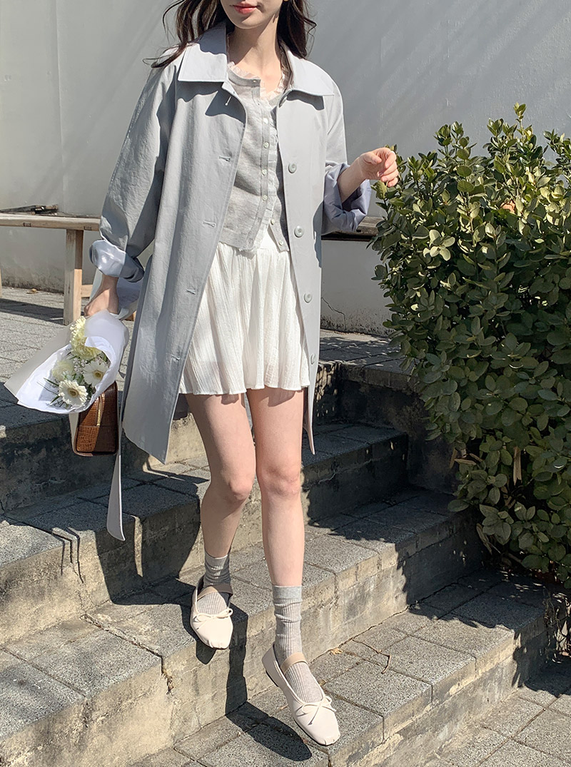 (브랜드공정/투웨이/컬러예술♥)🚚당일발송 주문폭주  로뉴엣 카라 싱글 스트랩 하프 트렌치 나들이룩 벨트 코트 ct1661 상세 이미지 30