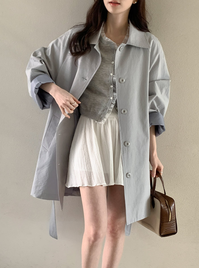 (브랜드공정/투웨이/컬러예술♥)🚚당일발송 주문폭주  로뉴엣 카라 싱글 스트랩 하프 트렌치 나들이룩 벨트 코트 ct1661 상세 이미지 49