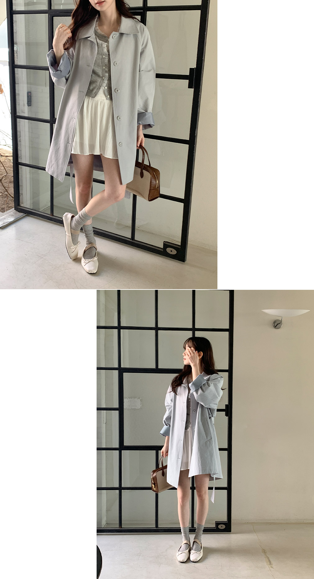 (브랜드공정/투웨이/컬러예술♥)🚚당일발송 주문폭주  로뉴엣 카라 싱글 스트랩 하프 트렌치 나들이룩 벨트 코트 ct1661 상세 이미지 50