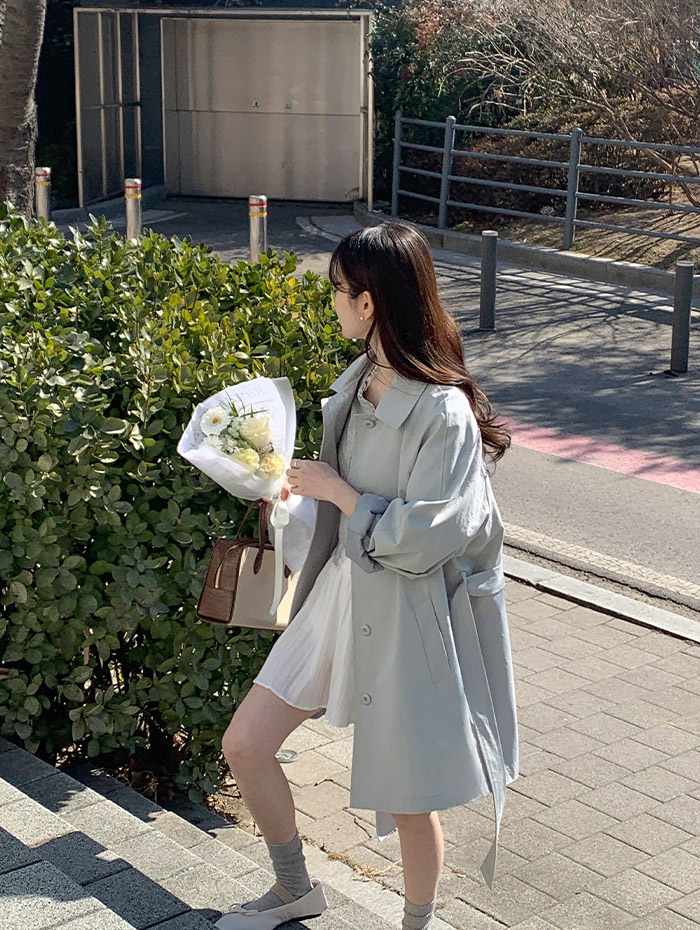 (브랜드공정/투웨이/컬러예술♥)🚚당일발송 주문폭주  로뉴엣 카라 싱글 스트랩 하프 트렌치 나들이룩 벨트 코트 ct1661 상세 이미지 31