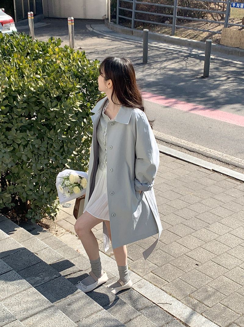 (브랜드공정/투웨이/컬러예술♥)🚚당일발송 주문폭주  로뉴엣 카라 싱글 스트랩 하프 트렌치 나들이룩 벨트 코트 ct1661 상세 이미지 33