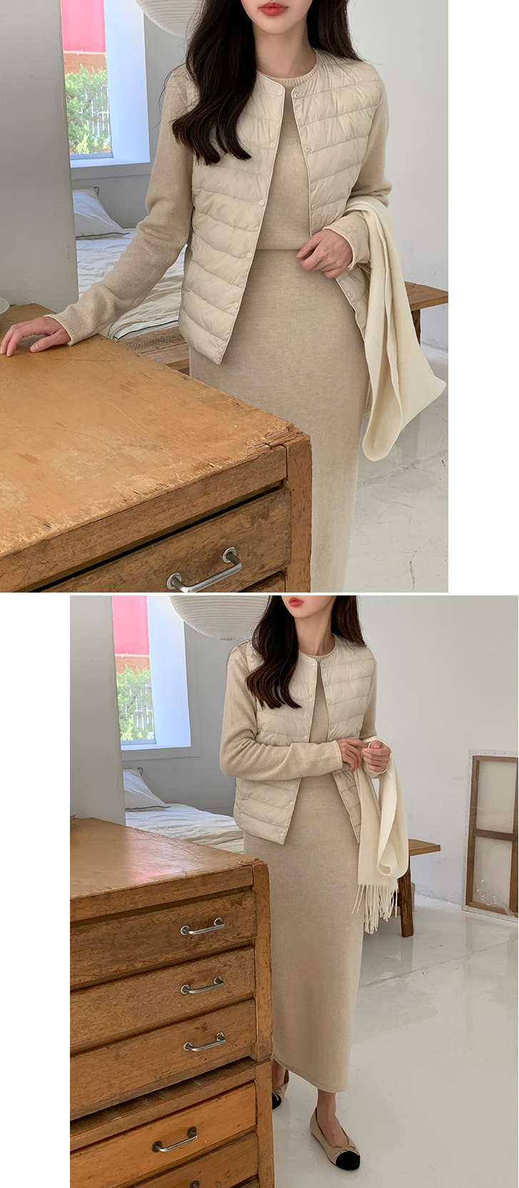 🚚부분당일발송 4만장 돌파✨ [단독진행] [경량패딩,2가지넥] 오리털 경량 패딩 조끼 베스트 데일리룩,데이트룩,출근룩,나들이룩,조끼패딩 vs112 상세 이미지 7