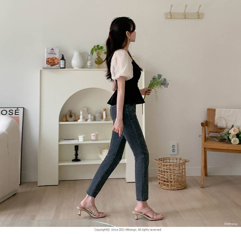 1000장 돌파✨ 아담녀들을 위한 말랑말랑 그레이블루 슬림일자핏 스판 데님팬츠 ps2407 상세 이미지 15