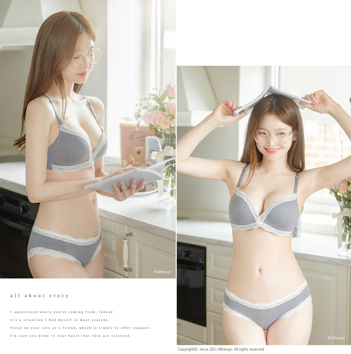 un412 Lace Trim Wire-Free Bra and Panties Set  ATTRANGS: Shop Korean  fashion clothing, bags, shoes and accessories for women
