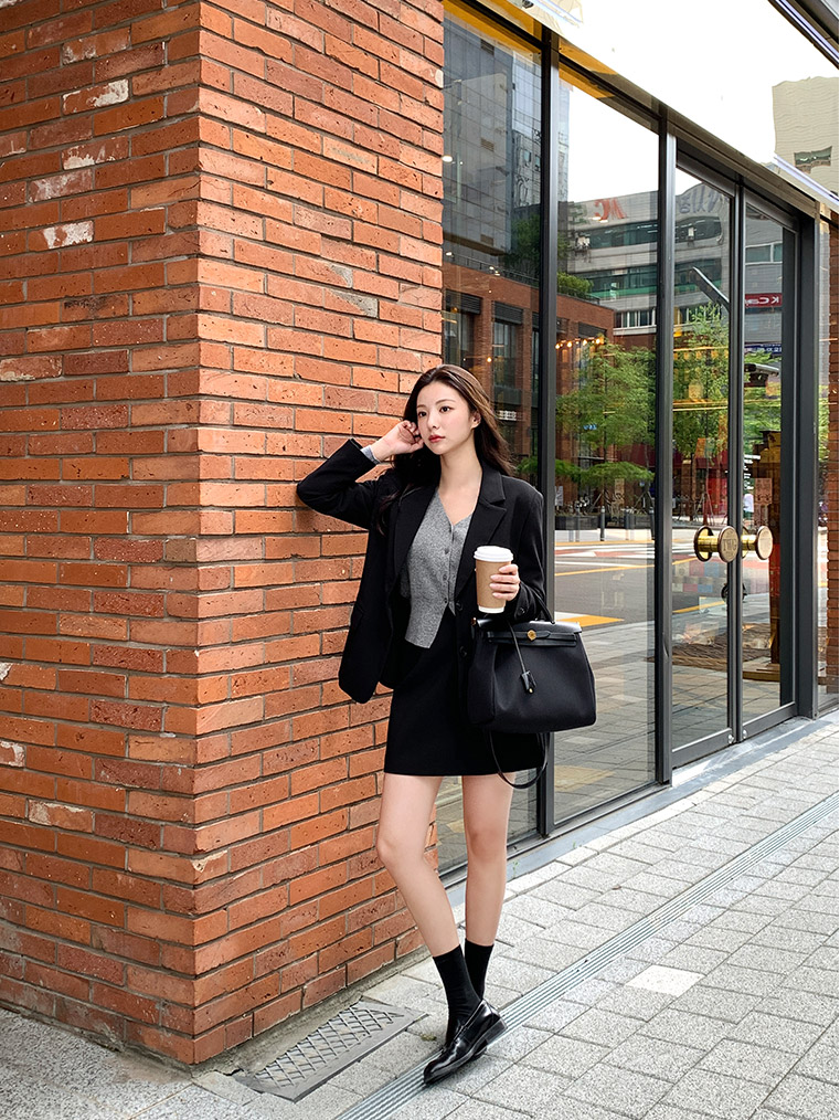 ⚡️오늘출발⚡️ [5000장 돌파✨] [자체제작] (MADE/자켓+스커트세트) 시그니쳐 탄탄 베이직 자켓 스커트 봄자켓 봄아우터 면접원피스 셋업하객룩 나들이룩 셋업 st2500 빠른출발 당일배송 당일 통통 상세 이미지 24